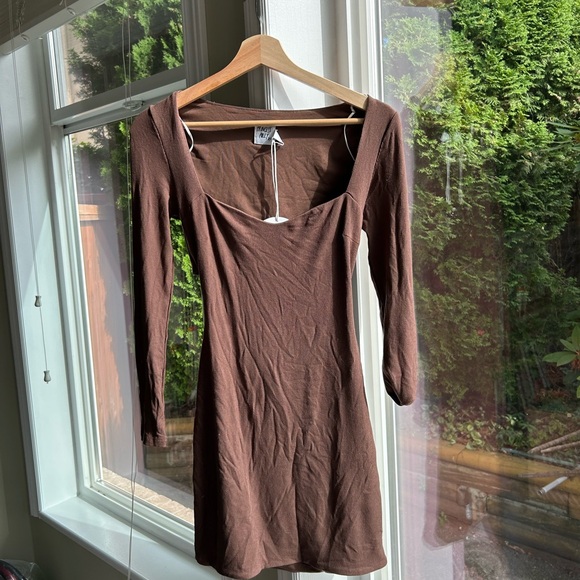 NEW princess polly long sleeve NOLAN MINI DRESS BROWN - Picture 7 of 10